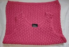 Sz Medium 80s VINTAGE Long Sweater Top Pink Crochet Knit VGUC