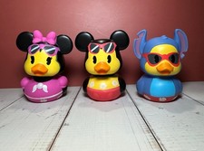 Disney Rubber Duck Lot Of 3 Mickey Mouse, Minnie, Stitch Summer Time Ducks NEW