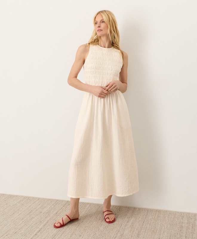 denim shirt with dress Ivory Organic Gauze Dress – Dear Society main image 0