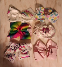 6 H.E.R. Girl Hair Bow Hair Clip Ribbon LOT OF 6