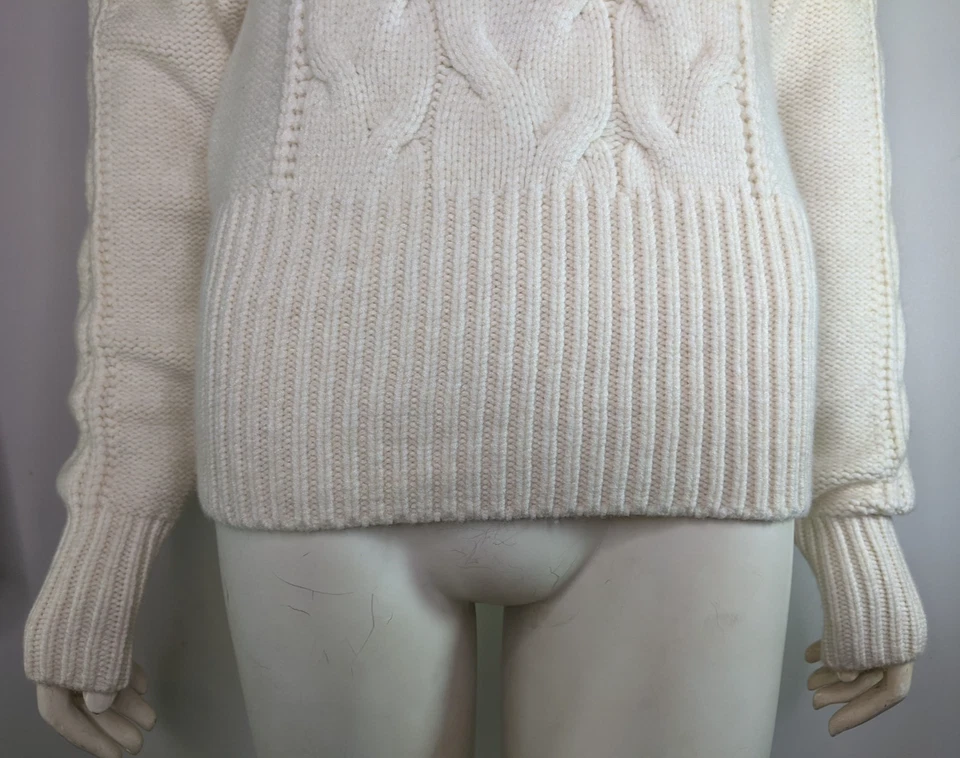 Suéter Tejido con Cable Para Mujer Grueso Blanco Crema Suave S Lana Cachemira De Gran Tamaño Foto 3 de 4