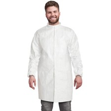 Disposable Lab Coat, XX-Large. Pack of 10 White Disposable Lab Coats for Adults