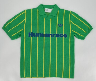 Adidas Shirt Mens XS Pharrell Human Race Hu Green Knit Polo Jersey