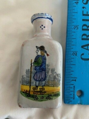 Antique Quimper Faience Snuff Medicine bottle Peasant Man pottery