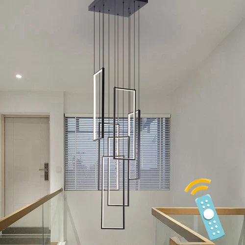 Stair Chandelier Lighting Home Lamp Black Pendant Light LED Hotel Ceiling Lights