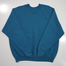 Vintage Fruit of the Loom Blank Sweatshirt Women's SZ XL Raglan Crew Neck Teal
