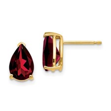10mm 14K Yellow Gold 9x6mm Pear Garnet Earrings