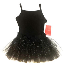 Capezio Belted Camisole Dress Leotard Bodysuit Glitter Skirt New Girl L 7 8 7/8
