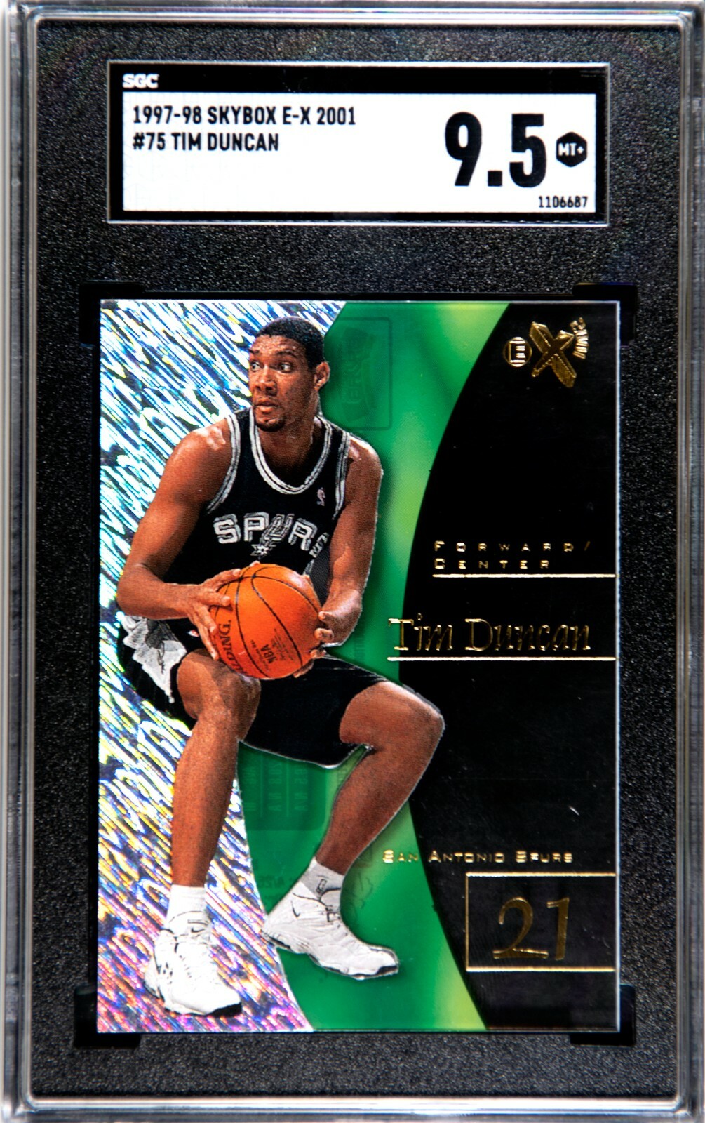 TIM DUNCAN Spurs 1997-98 Skybox E-X2001 Rookie Card RC #75 SGC 9.5 Pop 4 Rare