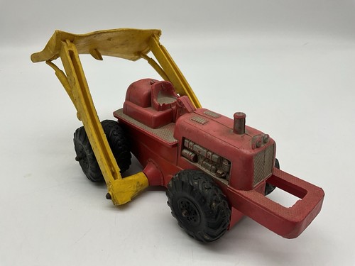 Auburn Rubber Co. Vintage 1940's Red & Yellow Earth Mover Bulldozer Dualie Toys - Picture 19 of 19