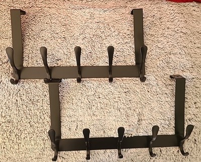 2 PACK Over The Door Hook Hanger - 5 Tri Hooks, Heavy Duty Over The Door...