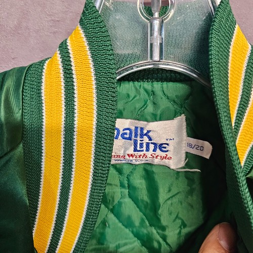 Vintage 90s Chalk Line NHL Minnesota North Stars Satin Bomber Jacket Youth XL - Picture 3 of 7