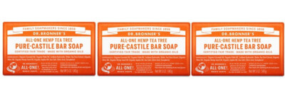 DR BRONNERS Pure-Castile Bar Soap Tea Tree - 5 oz ( 3 Pack )