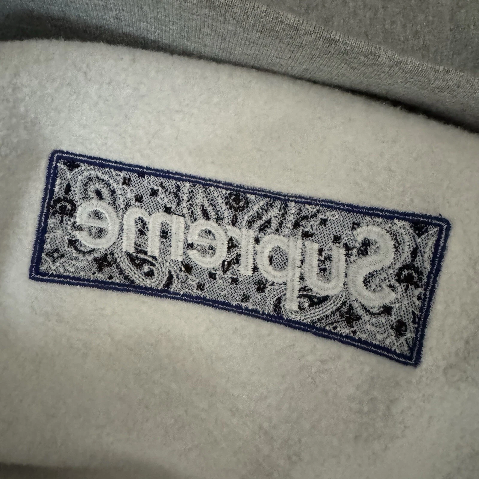 Felpa con cappuccio Supreme Bandana Box Logo FW19 Grigio Large NUOVA Felpa con cappuccio