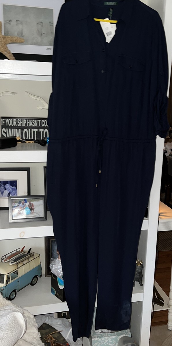 オールインワン・サロペット LAUREN RALPH LAUREN Woman Jumpsuits Navy 253962765 410 Lauren Ralph Lauren Women's 20W Navy 1 Pc Jumpsuit/Romper