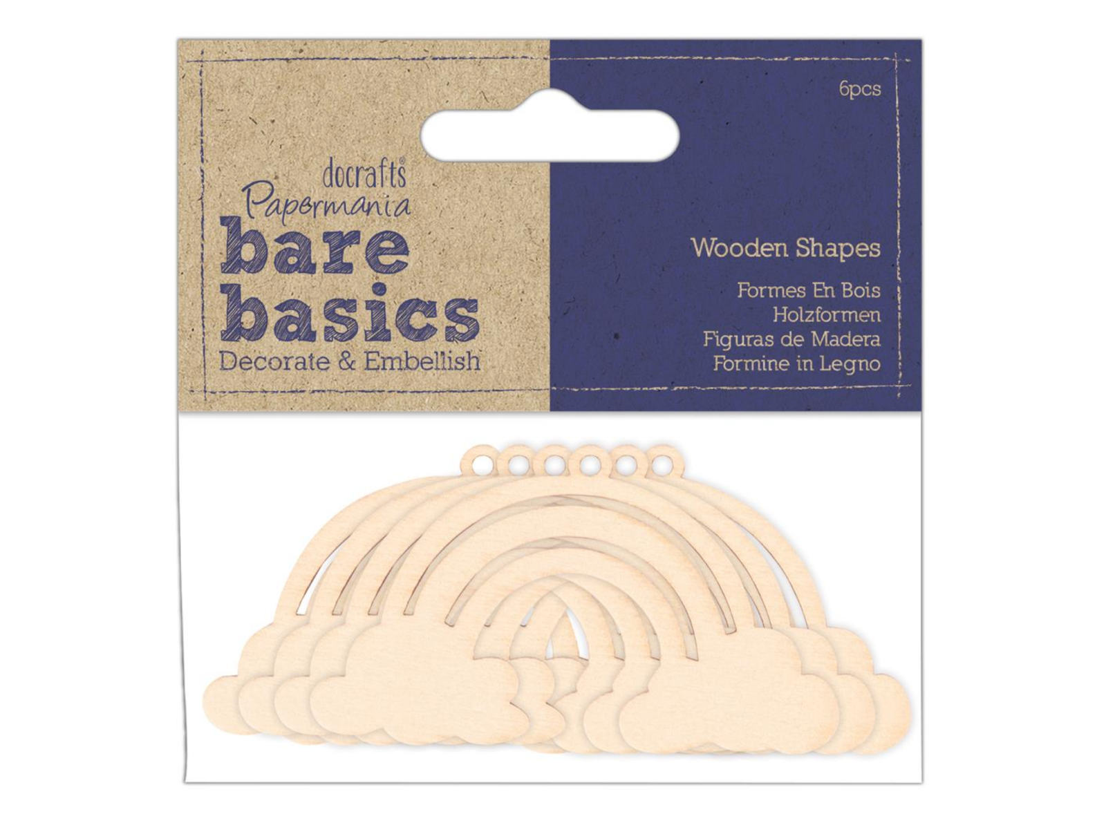 Rainbows - Wooden Shapes - 6pcs - Bare Basics