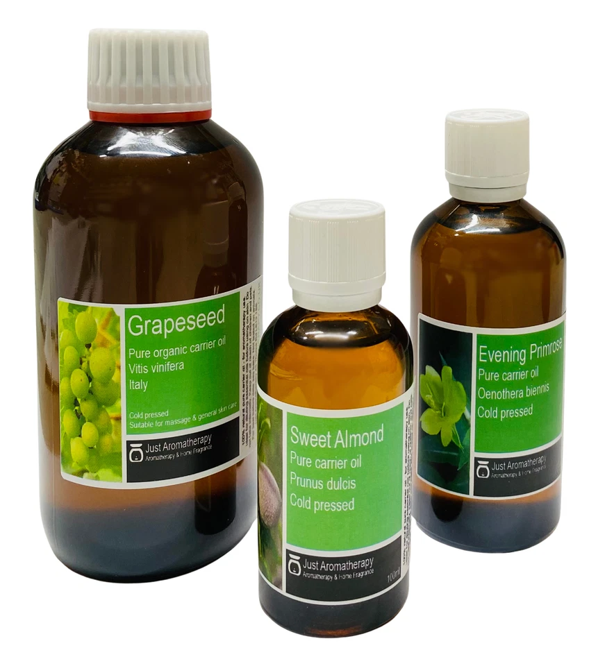 JUST AROMATHERAPY Carrier Oils & Base Oil For Aromatherapy & Massage, For Essential Oils, 24 Types