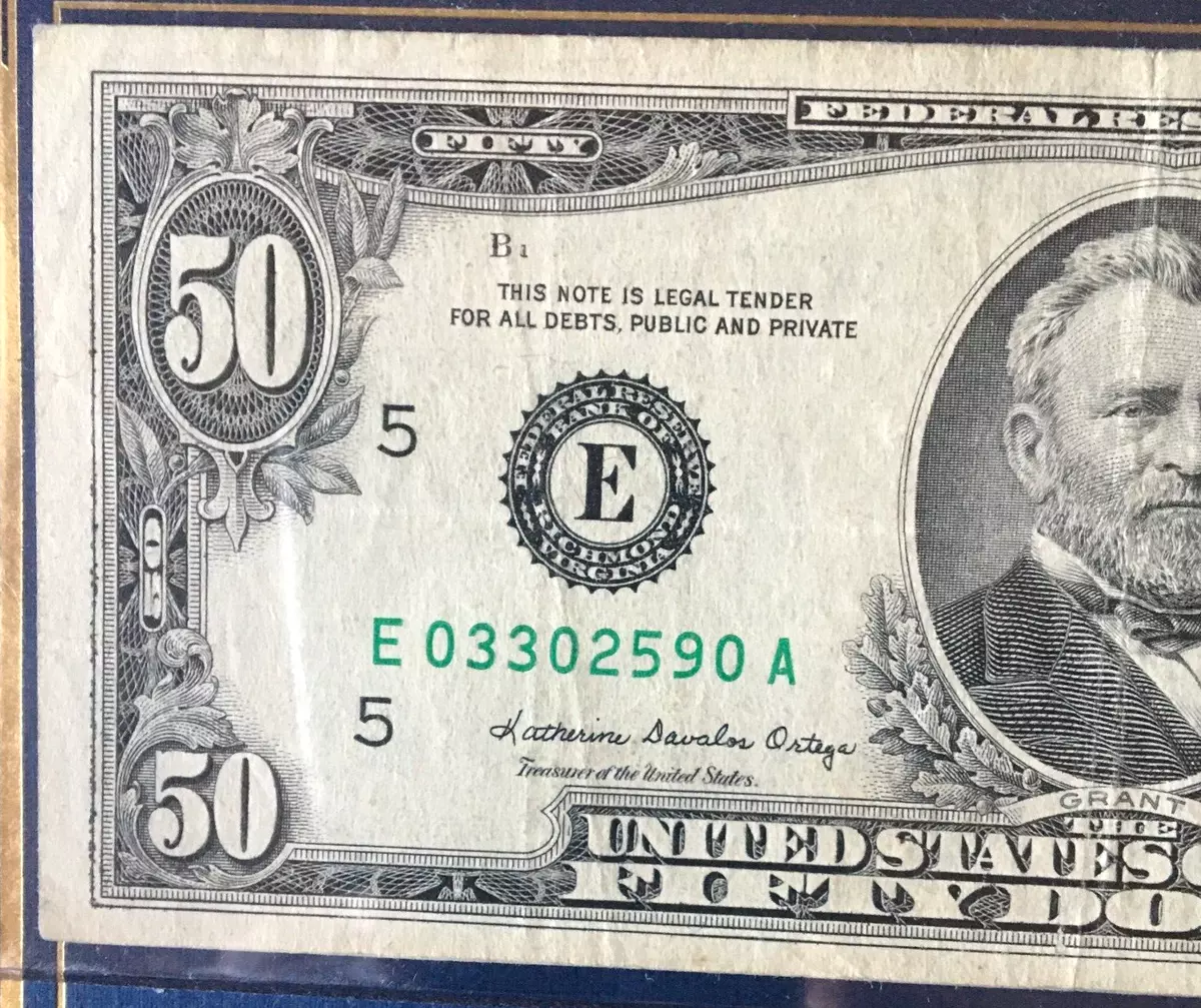 2001 $50 Federal Reserve Star Notes Richmond Single Star S/N