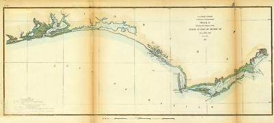 1855 U.S. Coast Survey, Florida Panhandle chart Coastal Map Nautical Wall Poster