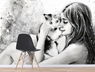 3D Cat Girl G3527 Wallpaper Wall Murals Removable Self-adhesive Honey