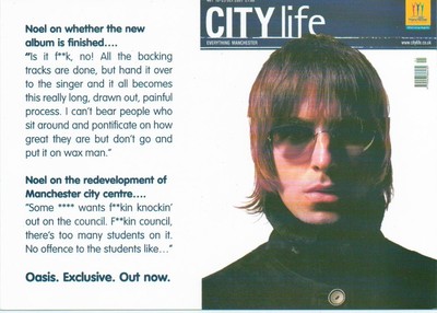 OASIS City Life 2-sided   Promotional Postcard 6x4 inches
