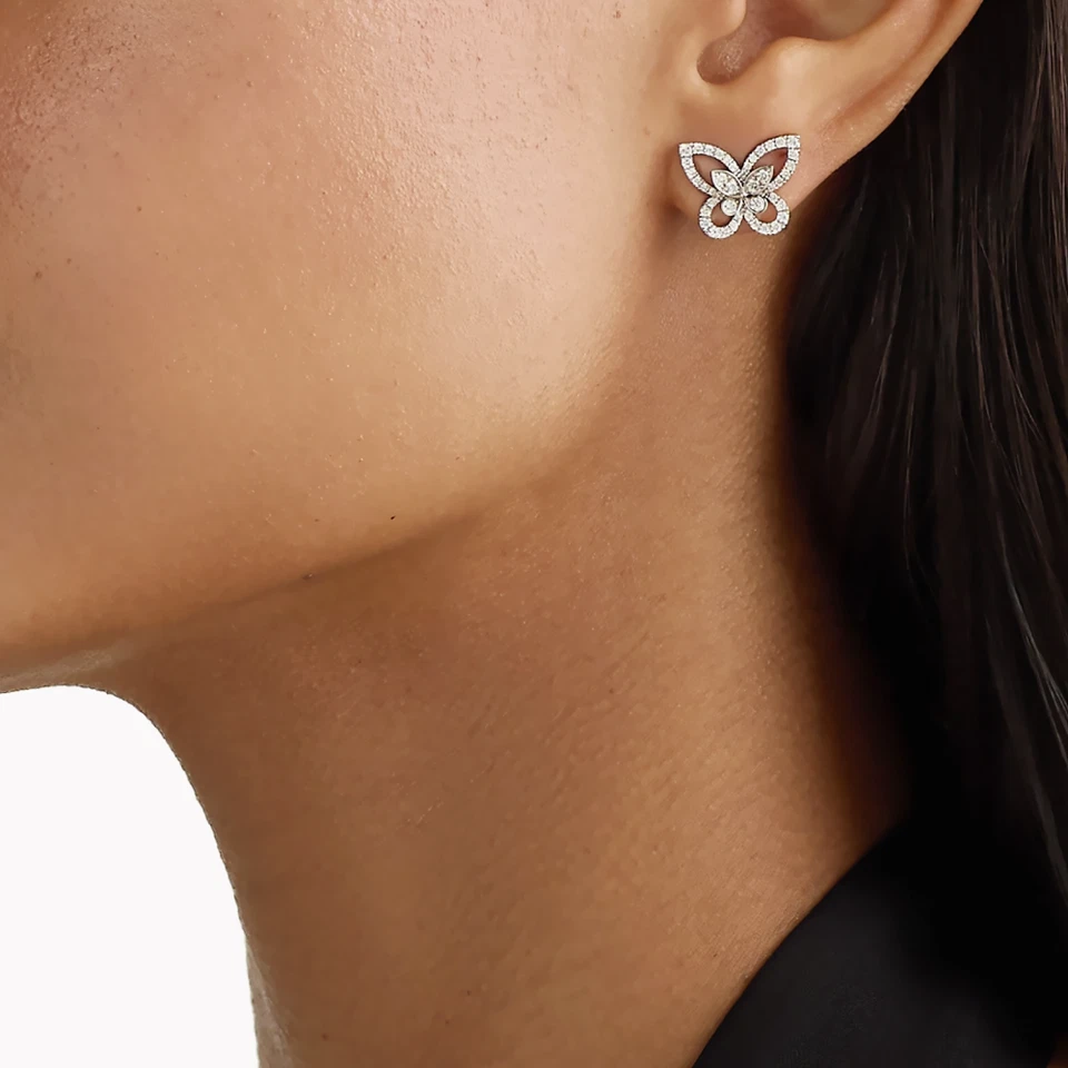 950 Platinum Women Earring Studs  Round Lab Grown 1 Carat Diamond - Image 3 of 4