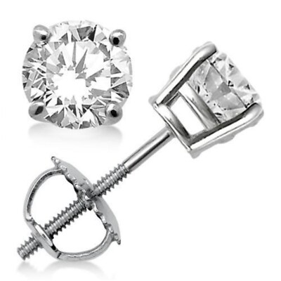 Runde Ohrstecker 2 ct. weißer Saphir in Sterlingsilber mit Schraubverschluss