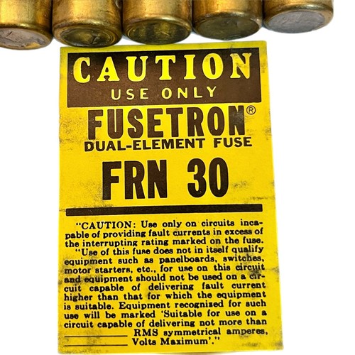 (7) Fusetron FRN 30 Amp 250 Volt Class K5 Fuse Bussmann MFG. St Louis, Mo. - Picture 4 of 7