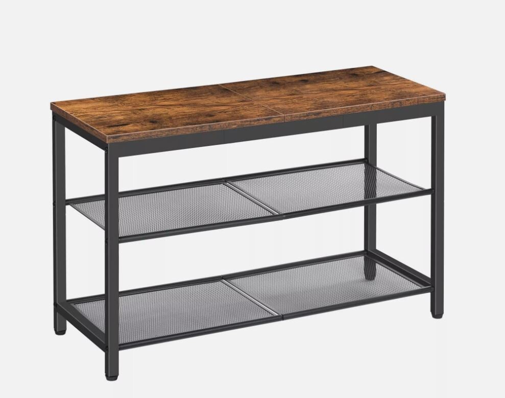 HOOBRO 3-Tier Industrial Shoe Rack Storage Bench with Seat-image