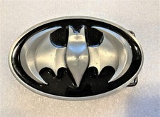 Belt Buckle - Batman - 3D, Silver Colored on Black Background