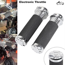Chrome Electronic Throttle 1" Handlebar Hand Grips For Harley Touring Softail US