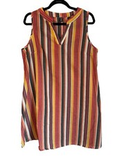 Shein Dress Size XL Orange Multi A Line Sleeveless Cotton Women Dress