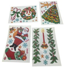 Christmas window stickers set of 3 sheets tree Santa wreath stocking candy READ
