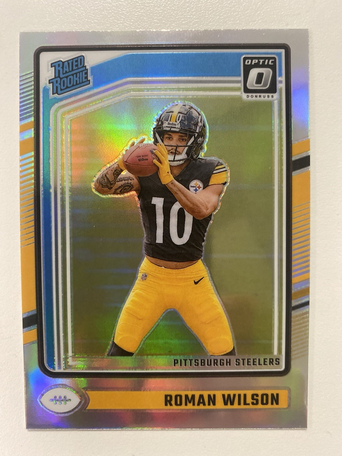 2024 Donruss Optic Roman Wilson #285 Rated Rookie Silver Holo Prizm Steelers