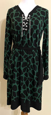 NWT Michael Kors size S green black animal print long sleeve sheath dress