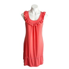 Bluheaven Women Orange Casual Dress Ruffled Sundress Summer Beach Coverup Sz L 