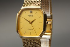 Vintage 1984 Exc 5 Seiko Dolce 7731-5000 Gold Men's Quartz Watch From JAPAN