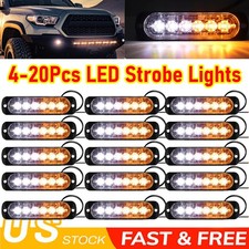 4-20X 6LED Emergency Strobe Lights Amber White Warning Flashing Beacon Light Bar