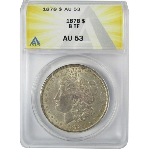 1878 8TF Morgan Silver Dollar AU 53 ANACS $1 Coin SKU:CP784