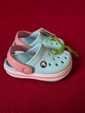 NEW Crocs Clogs Toddler 5 Ice Blue Pink White