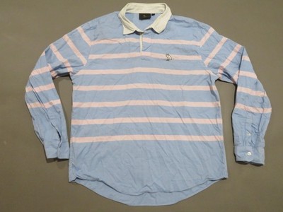 October's Very Own OVO Shirt Mens 2XL Blue Pink Stripe Rugby White