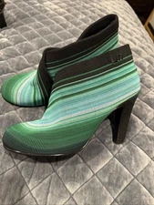 UNITED NUDE Fold Mid Ankle Boot Bootie Size 38 US 8 Mod Retro Green Striped