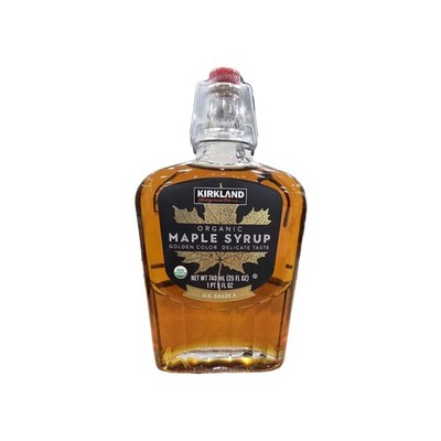  Kirkland Organic Maple Syrup U.S. Grade A Golden 25 fl oz Glass Bottle
