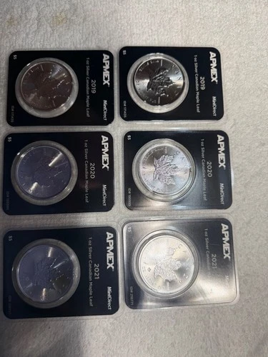 6-Lot 1oz  Maple LeafsAPMEX Mint Direct Sealed 2x of 2019, 2020 & 2021