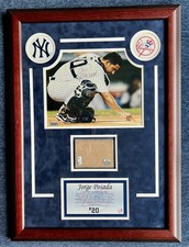 Jorge Posada Signed Collage with Authentic Dirt from Yankee Stadium