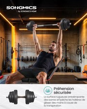 Kit Haltères Musculation 2-en-1 2 x 10 kg Poids Réglable avec Barre