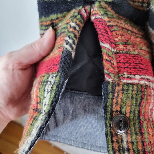 Third & Army Co. Tweed Stripe Multicolore Trapuntato Interno Giacca Uomo Zip Snap S L - Foto 8 di 13