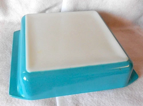 VTG Pyrex Turquoise Blue 922 Square Glass Baking Dish Pan 8x8x2" USA Excellent