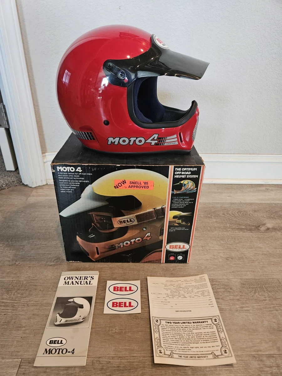 BELL MOTO 4 Motorcycle Helmet 7 1/4 Red W/ Visor Snell DOT 85 w