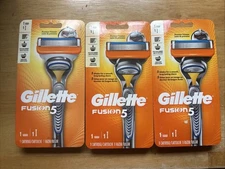 3 New Gillette Fusion 5 Five Blades Razor - 1 Razor & 1 Cartridge Each Box